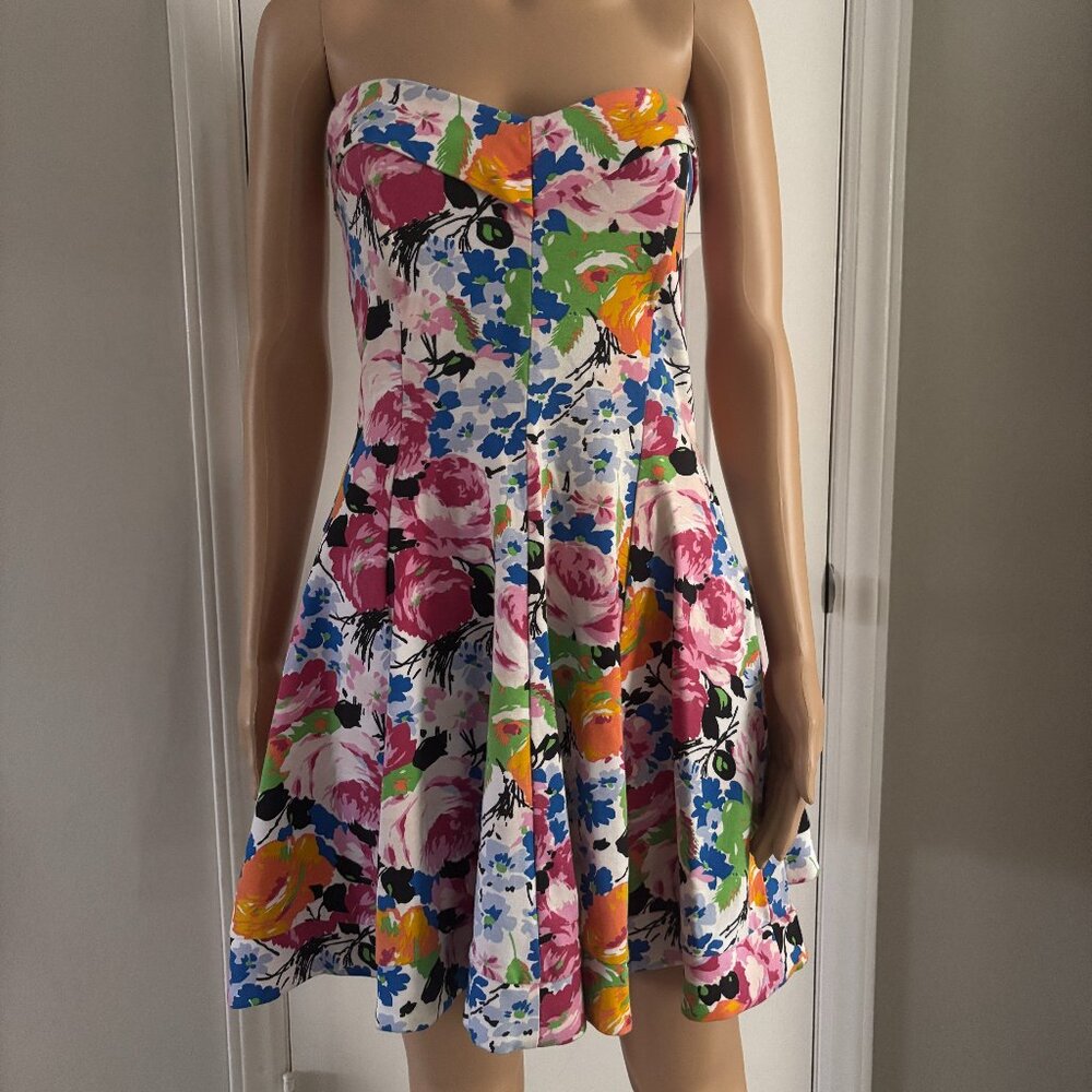 Vintage Betsey Johnson Strapless Mini Skater Dress w Pockets Size M